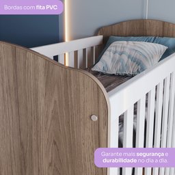Quarto de Bebê com Guarda-Roupa 3 Portas Cômoda e Berço Faz de Conta Espresso Móveis - 8