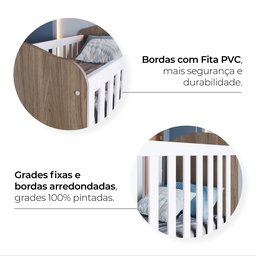 Quarto de Bebê com Guarda-Roupa 3 Portas Cômoda e Berço Faz de Conta Espresso Móveis - 18