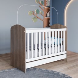 Quarto de Bebê com Guarda-Roupa 3 Portas Cômoda e Berço Faz de Conta Espresso Móveis - 11