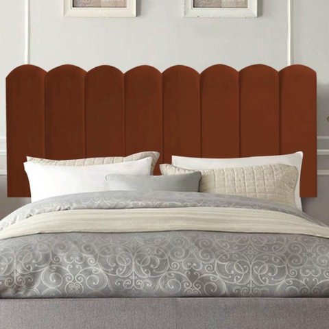 Painel Estofado Alanis King Size Madeira Maciça Suede Terracota Gat Magazine 195cm