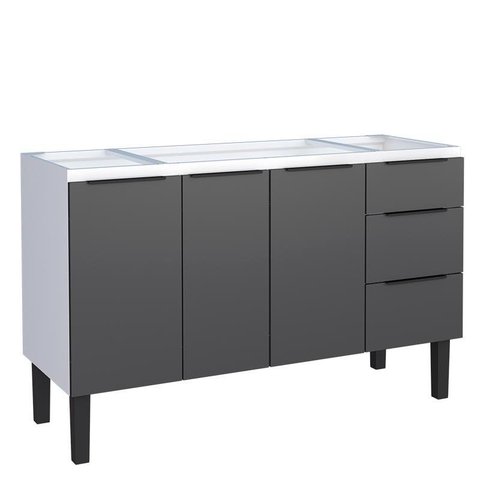 Gabinete de Aço Para Pia 140cm 3 Portas 3 Gavetas Jupter Cozimax Preto