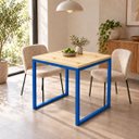 Ver imagem 3 de Mesa de Jantar Reforçada Industrial 70x90cm Tampo Bege Pés Azul