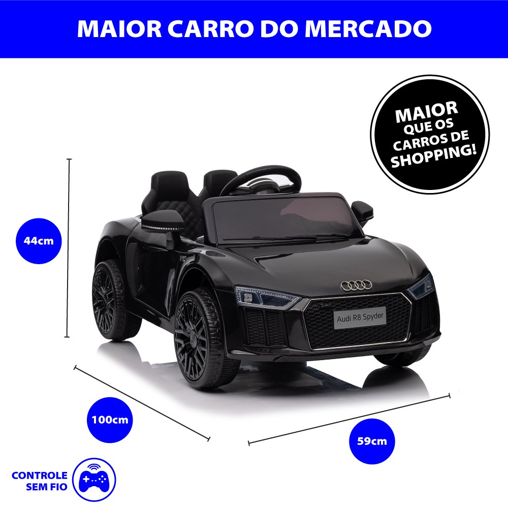 Carro Elétrico Infantil Audi R8 Preto 12v com Controle Remoto Zippy Toys - 6