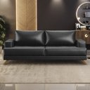 Ver imagem 2 de Sofá 180cm 3 Lugares Pés Curvos Santi Sintético D05 Preto - Mpozenato