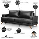 Ver imagem 3 de Sofá 180cm 3 Lugares Pés Curvos Santi Sintético D05 Preto - Mpozenato