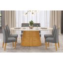 Ver imagem 3 de Mesa de Sala Jantar Ryze C/ Tampo Madeirado C/ Vidro Oval 218x108cm Freijo/off White - Dj Móveis