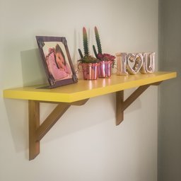 Prateleira Vitoria Amarela Madeira Parede Flutuante Suporte Casa - Organizze Móveis - 1