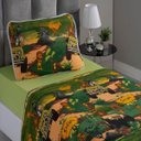 Ver imagem 1 de Jogo de Cama Kazzavip Casal Malha Estampado 100% Algodão Safari Divertido 4 Peças Kids Verde