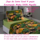 Ver imagem 4 de Jogo de Cama Kazzavip Casal Malha Estampado 100% Algodão Safari Divertido 4 Peças Kids Verde