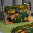 Ver imagem 3 de Jogo de Cama Kazzavip Casal Malha Estampado 100% Algodão Safari Divertido 4 Peças Kids Verde