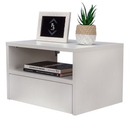 MESA DE CABECEIRA SUSPENSA OFF WHITE COM 50 CM GAVETA EMBAIXO ENVIAMOS MONTADA EM MDF - 2