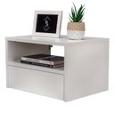 Ver imagem 2 de MESA DE CABECEIRA SUSPENSA OFF WHITE COM 50 CM GAVETA EMBAIXO ENVIAMOS MONTADA EM MDF