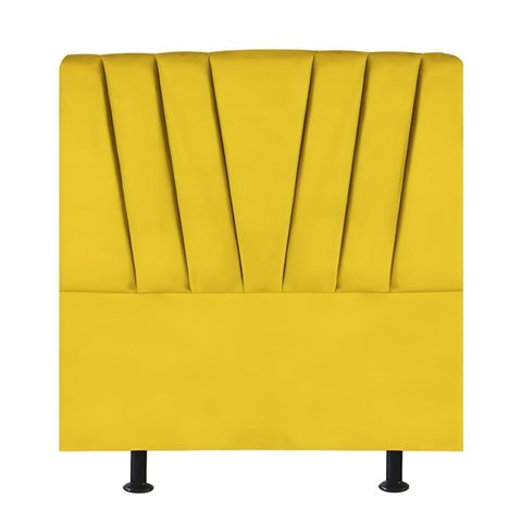 Cabeceira Estofada Cama Box Solteiro 100 Cm Ariel Suede:amarelo