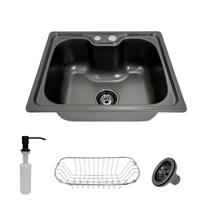 Pia Cuba Simples Cozinha Cor Preta Em Aço Inox 201 50x40 - Tubrax