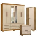 Ver imagem 1 de Guarda Roupa Casal New Kansas com Espelho com Cômoda 4 Gavetas New e Armário Multiuso Versatile
