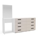 Ver imagem 2 de Cômoda Penteadeira Lisboa 8 Gavetas com Espelho 209x160cm Creme/Branco 250798