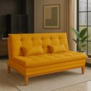 Ver imagem 1 de Sofá Cama Reclinável Melim 2 Lugares Confortável Suede Pés de Madeira