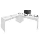 Ver imagem 6 de Mesa Escrivaninha em L Canto Arredondado 1400x600 Netmobil - Branco