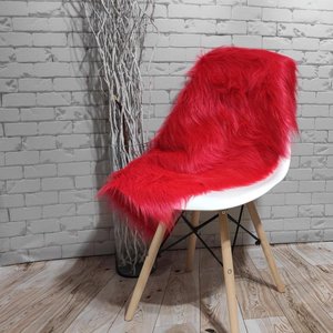 Manta Xale de Pelúcia Pelo Alto Vermelho Para Sofá/Cadeira Decoração Youtubers 1,00x80cm