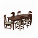 Ver imagem 2 de Conjunto Mesa com 6 Cadeira Estofada Madeira Maciça Bege - Castanho