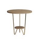 Ver imagem 2 de Mesa Lateral Redonda Industrial Italy Ferro Dourado e Tampo Freijó