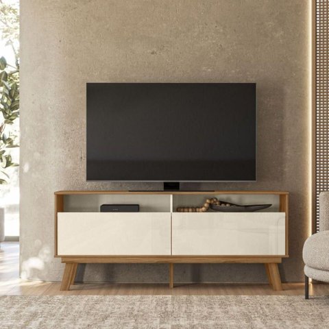 Rack Bancada para Tv até 65" Olinda 160cm Off White/amêndoa- Mabe Magazine