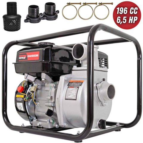 Motobomba À Gasolina 6,5hp 4t 196cc P/ Transferência de Água