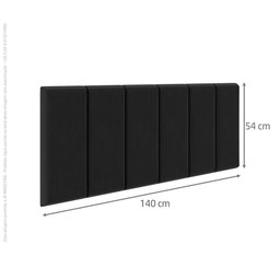 Cabeceira Painel Estofada Almofadada para Cama de Casal 1,40 - Preto - 3