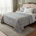 Ver imagem 1 de Kit Cobre Leito Casal Queen Dupla Face 03 Peças Envio Rápido:Azul Flores