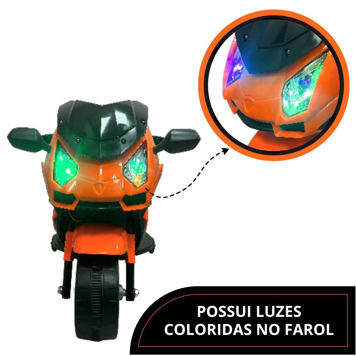 Moto Elétrica Infantil Criança 3 Anos 25kg 3km/h Bateria Recarregável 6v Luz Musica Som Frente Ré Co - 7