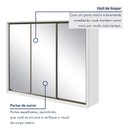Ver imagem 6 de Guarda Roupa Casal 3 Portas de Correr 6 Gavetas com Espelho 100% MDF Spazio Super Glass Yescasa Branco