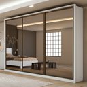 Ver imagem 1 de Guarda Roupa Casal 3 Portas de Correr 6 Gavetas com Espelho 100% MDF Spazio Super Glass Yescasa Branco