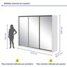 Guarda Roupa Casal com 3 Espelhos 3 Portas de Correr 6 Gavetas 270,5cm Spazio Super Glass 100% MDF - 11
