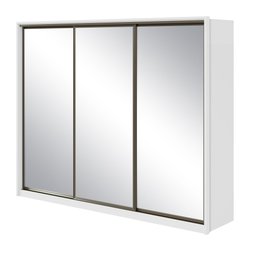 Guarda Roupa 3 Espelhos 3 Portas de Correr 6 Gavetas 270,5cm 100% MDF Spazio Super Glass Yescasa Branco - 3