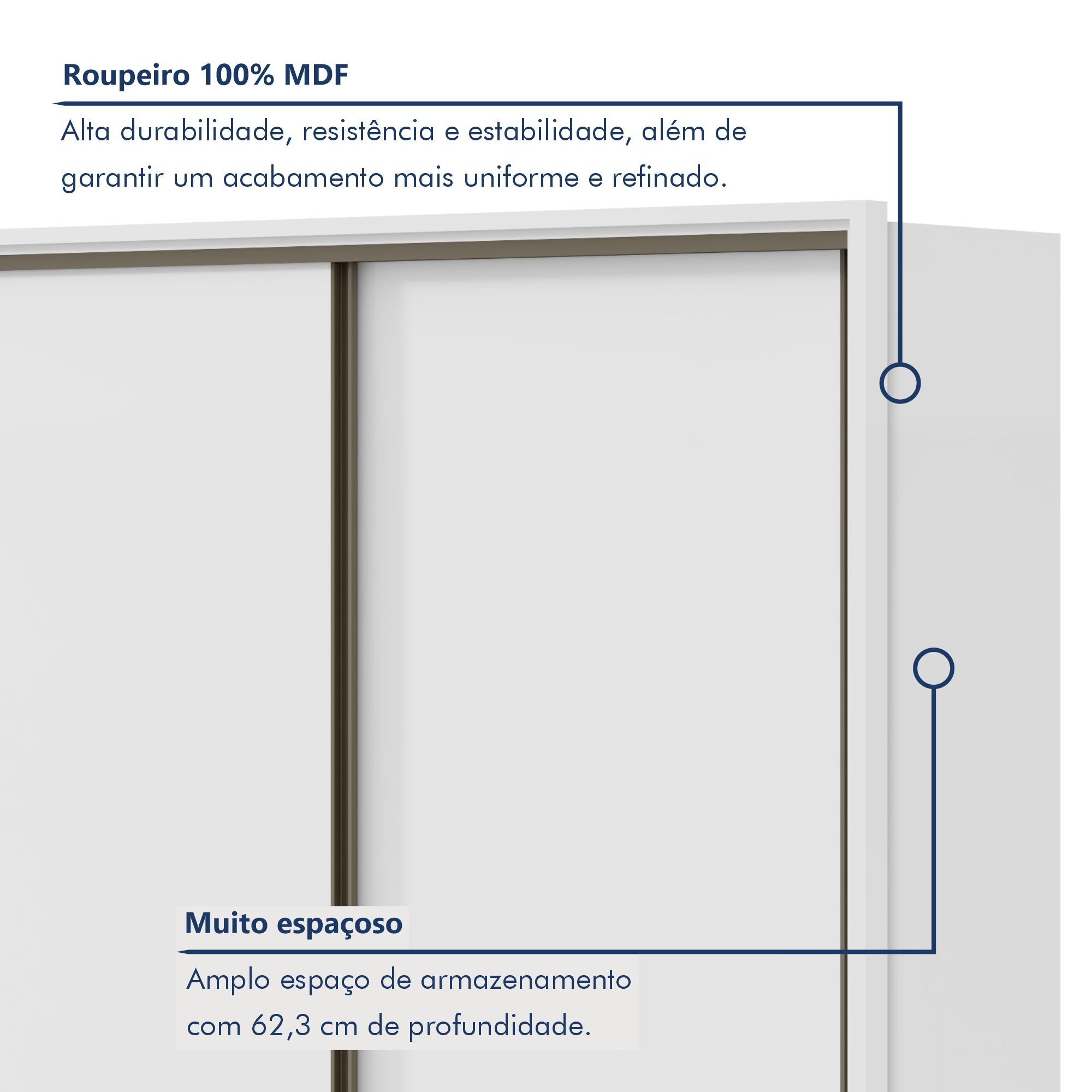 Guarda Roupa Casal 3 Portas de Correr 6 Gavetas 270,5cm Spazio   - 2