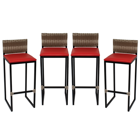 Kit 4 Banquetas Quadrada Junco Cappuccino para Balcão Ilha Cozinha Área Gourmet Bancada Piscina Bar