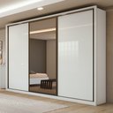 Ver imagem 1 de Guarda-Roupa Casal 3 Portas de Correr 6 Gavetas com Espelho MDF 270,5cm Spazio Yescasa Branco