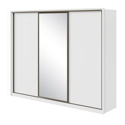 Guarda Roupa Casal com Espelho 3 Portas de Correr 6 Gavetas 270,5cm Spazio Glass Espresso Móveis 100% MDF - 16