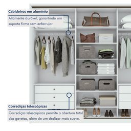 Guarda Roupa Casal Espelho 3 Portas de Correr 6 Gavetas 270,5cm 100% MDF Spazio Glass Yescasa - 8