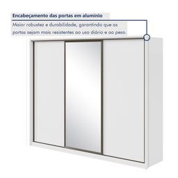 Guarda Roupa Casal com Espelho 3 Portas de Correr 6 Gavetas 270,5cm Spazio Glass Espresso Móveis 100% MDF - 5