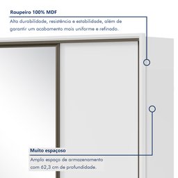 Guarda Roupa Casal com Espelho 3 Portas de Correr 6 Gavetas 270,5cm Spazio Glass Espresso Móveis 100% MDF - 2