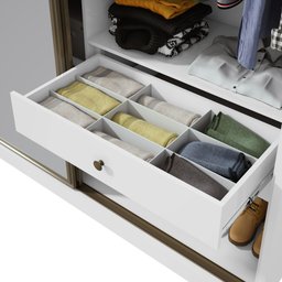 Guarda Roupa Casal Espelho 3 Portas de Correr 6 Gavetas 270,5cm 100% MDF Spazio Glass Yescasa - 14