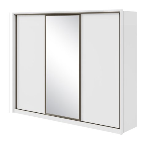 Guarda Roupa Casal Espelho 3 Portas de Correr 6 Gavetas 270,5cm 100% MDF Spazio Glass Yescasa