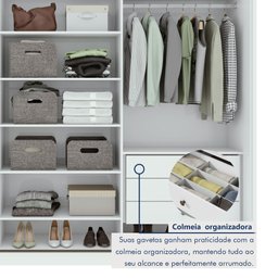 Guarda Roupa Casal Espelho 3 Portas de Correr 6 Gavetas 270,5cm 100% MDF Spazio Glass Yescasa - 10