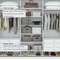 Guarda Roupa Casal Espelho 3 Portas de Correr 6 Gavetas 270,5cm 100% MDF Spazio Glass Yescasa - 9