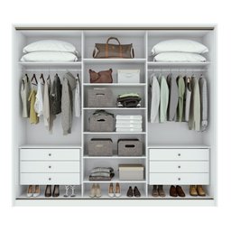 Guarda Roupa Casal Espelho 3 Portas de Correr 6 Gavetas 270,5cm 100% MDF Spazio Glass Yescasa - 16