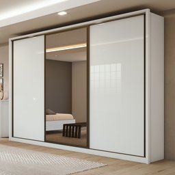 Guarda Roupa Casal com Espelho 3 Portas de Correr 6 Gavetas 270,5cm Spazio Glass Espresso Móveis 100% MDF - 1