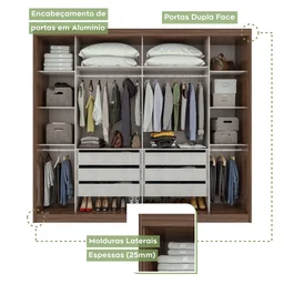 Guarda-Roupa Casal 2 Portas de Correr 6 Gavetas Toronto Plus - 10