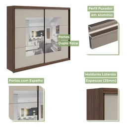 Guarda-Roupa Casal com Espelho 2 Portas 6 Gavetas Toronto Plus Espresso Móveis - 7 Guarda-Roupa Casal com Espelho 2 Portas 6 Gavetas Toronto Plus Espresso Móveis - 7