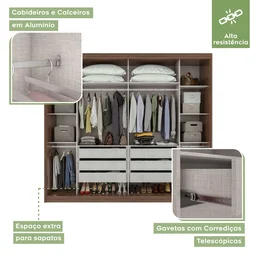 Guarda-Roupa Casal com Espelho 2 Portas 6 Gavetas Toronto Plus Espresso Móveis - 8 Guarda-Roupa Casal com Espelho 2 Portas 6 Gavetas Toronto Plus Espresso Móveis - 8